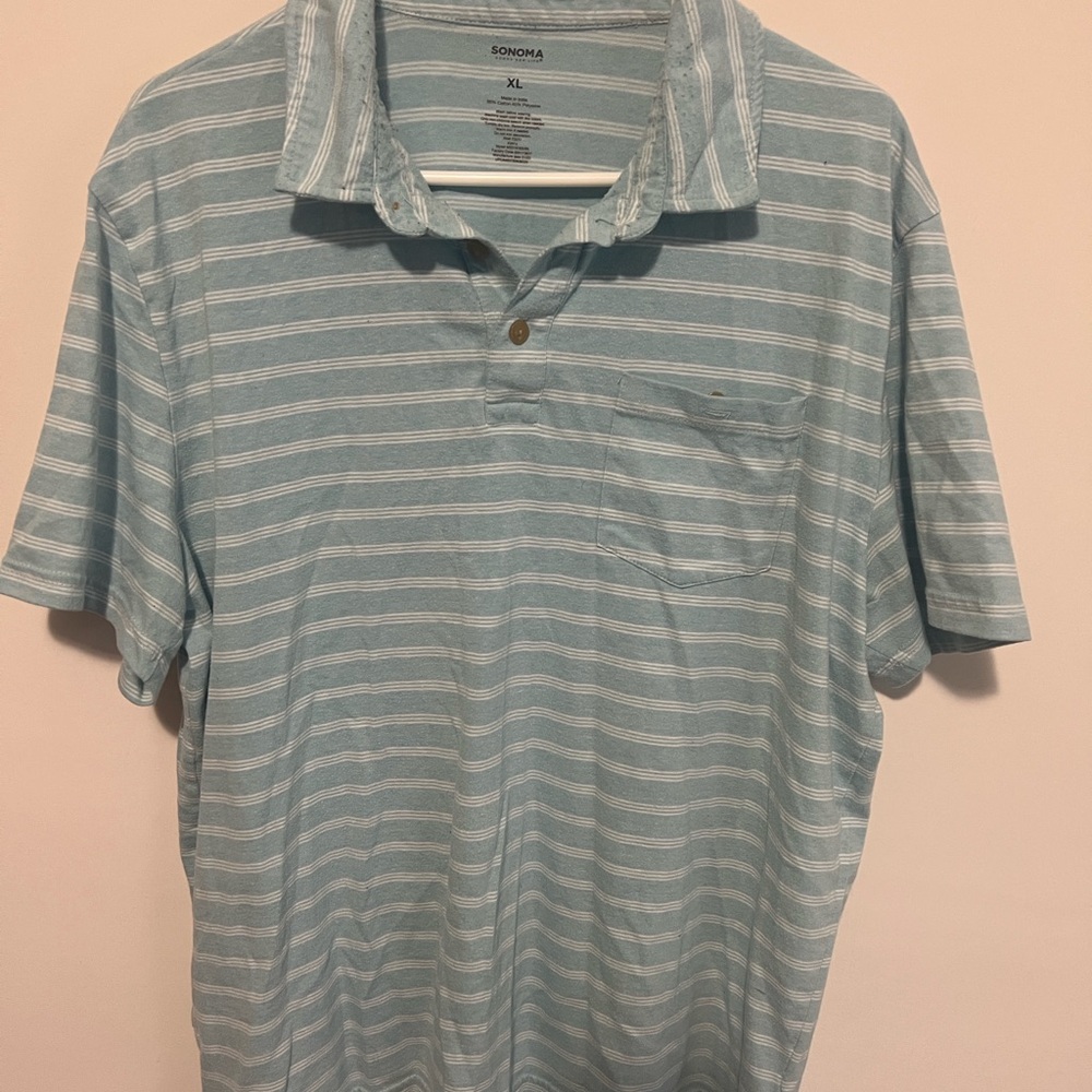 Sonoma Men's Striped Polo Shirt - Light Blue